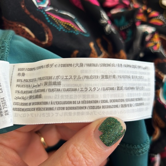 Abercrombie & Fitch Women’s Long Sleeve Crepe Teal Corset Top - Picture 10 of 10